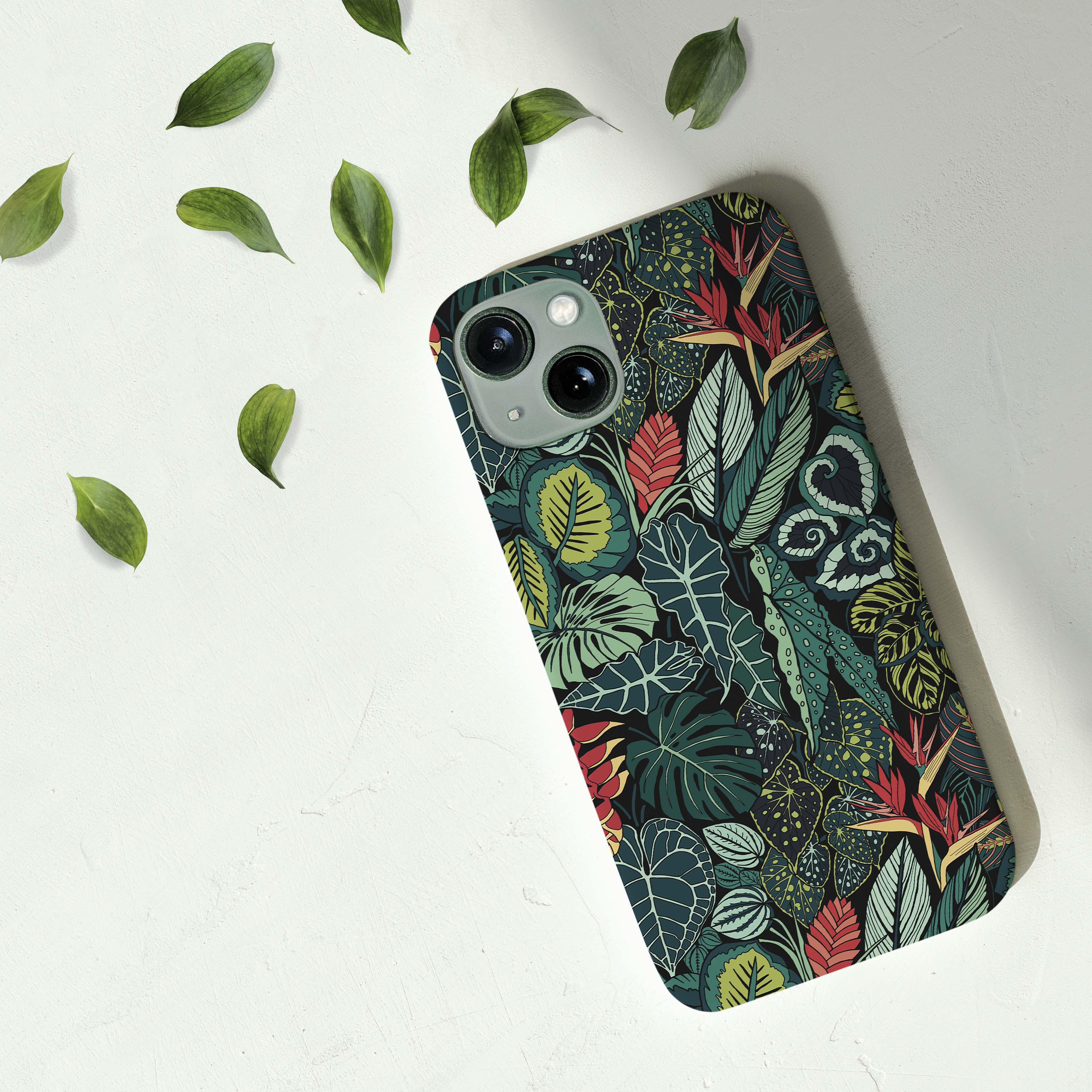 Jungle Leaves by Freya's Prints Phone Case (Green)