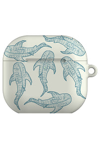 Whale Shark Scatter Line Art AirPod Gen 4 Case (Beige Blue) | Harper & Blake