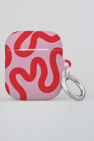 Swirl Lines Abstract AirPod Case (Pink Red) | Harper & Blake