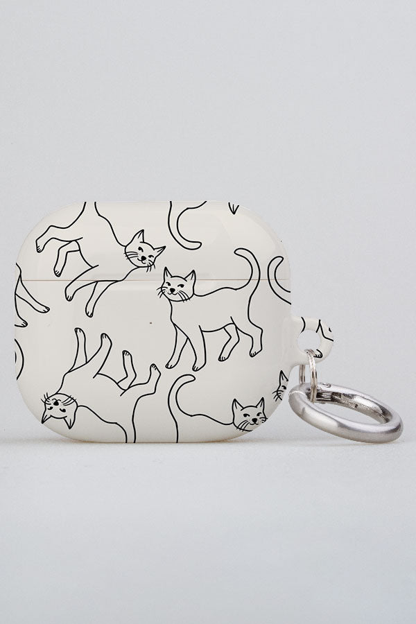 Cats Line Art AirPod Case (Cream) | Harper & Blake