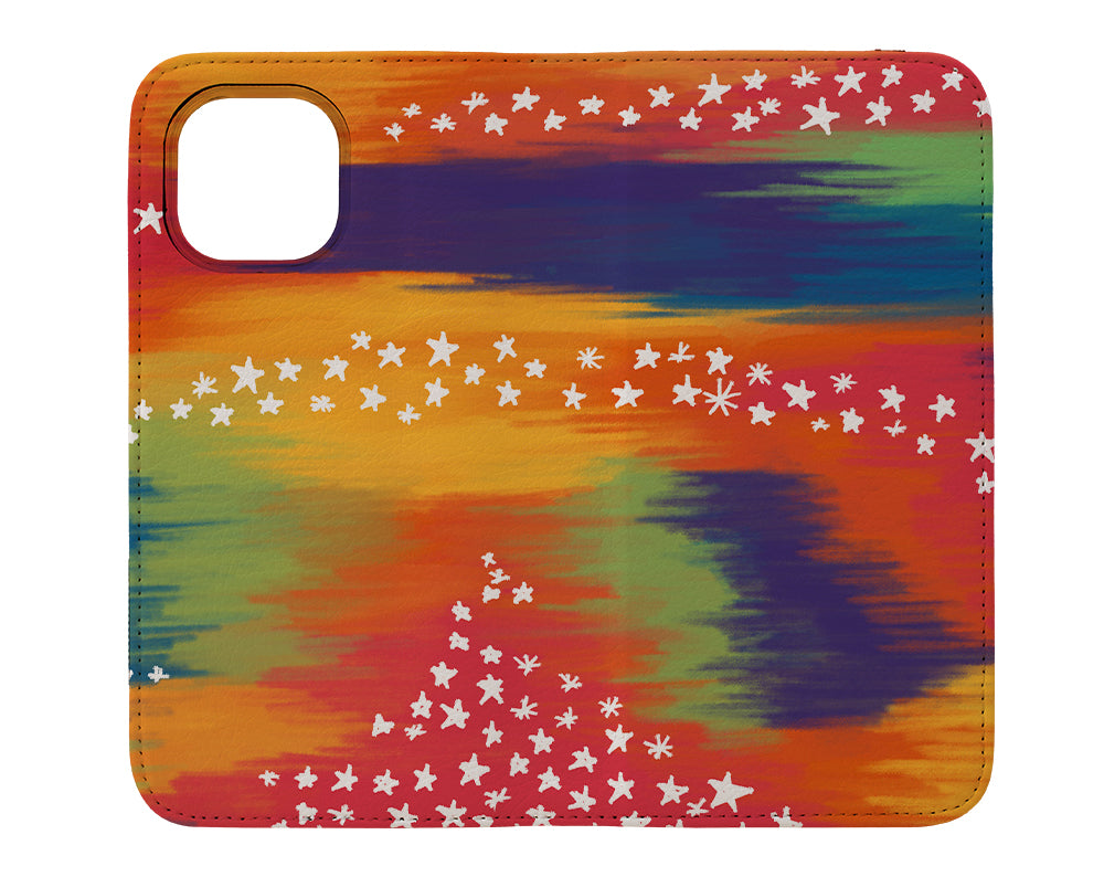 Abstract Rainbow Stars Wallet Phone Case (Multicolour) | Harper & Blake