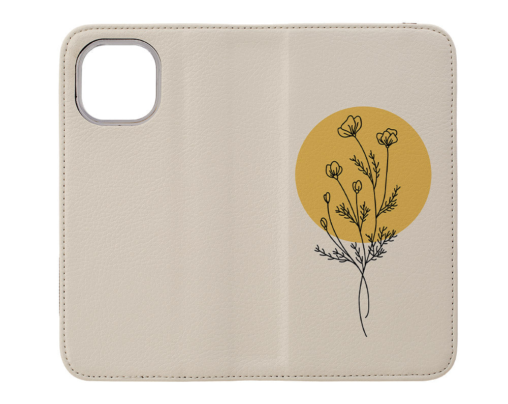 Modern Minimalist Flower Wallet Case (Cream) | Harper & Blake