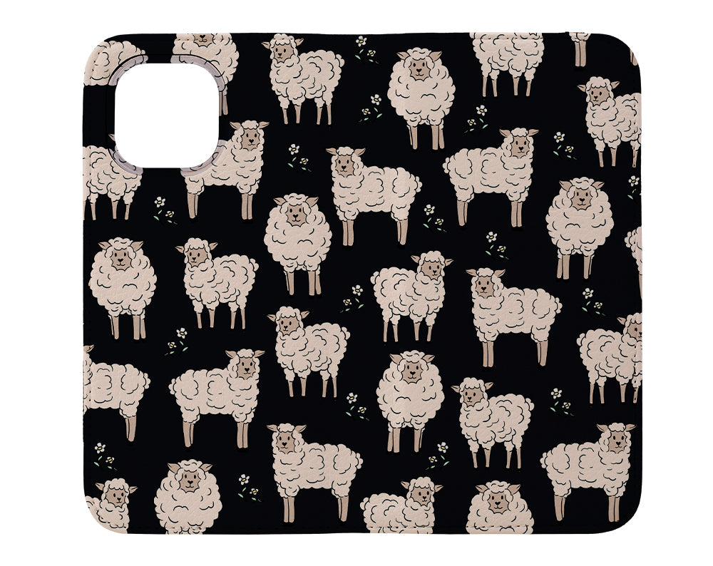 Sheep Print Wallet Phone Case (Black) | Harper & Blake