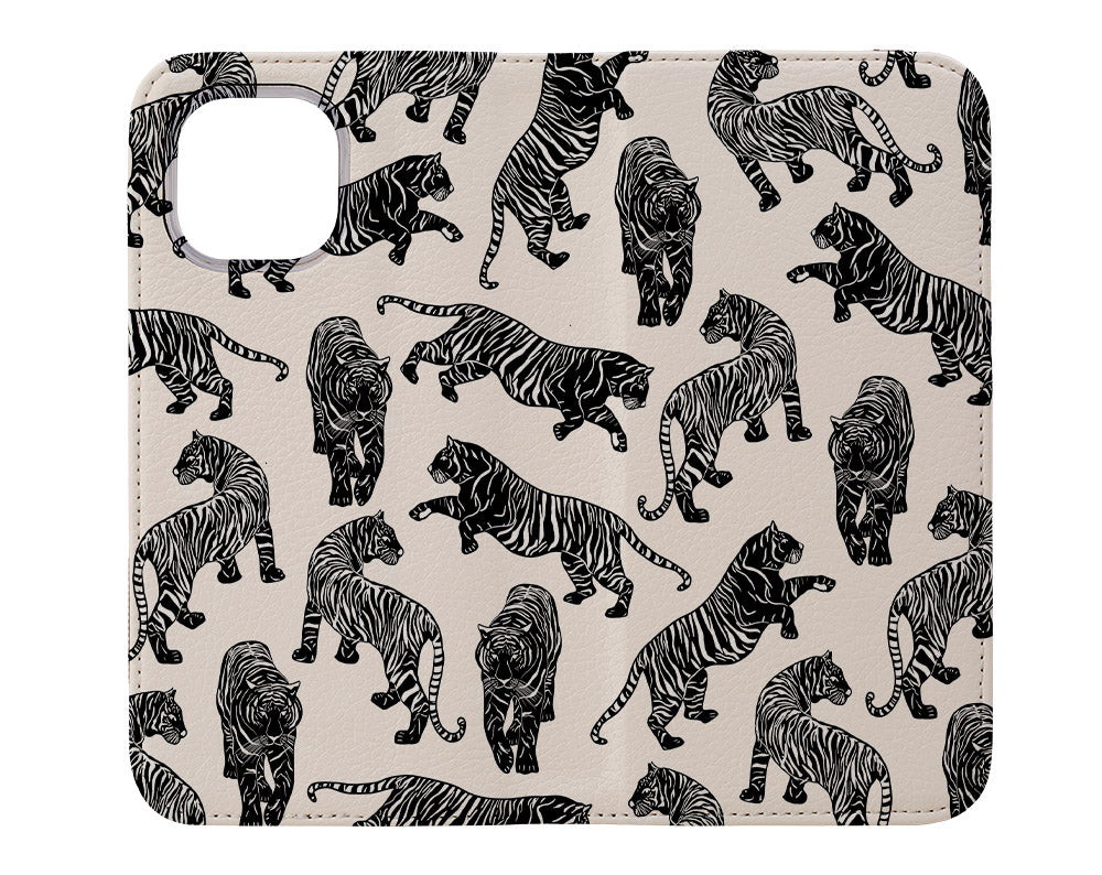 Tigers Pattern Wallet Phone Case (Monochrome) | Harper & Blake