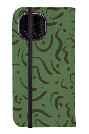 Abstract Doodle Wallet Phone Case (Green) | Harper & Blake