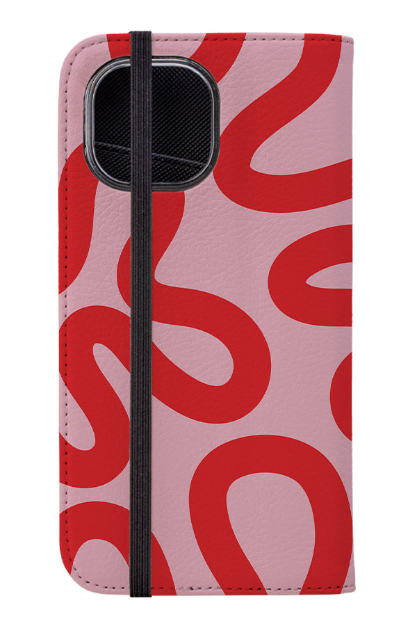 Swirl Lines Abstract Wallet Phone Case (Pink Red) | Harper & Blake