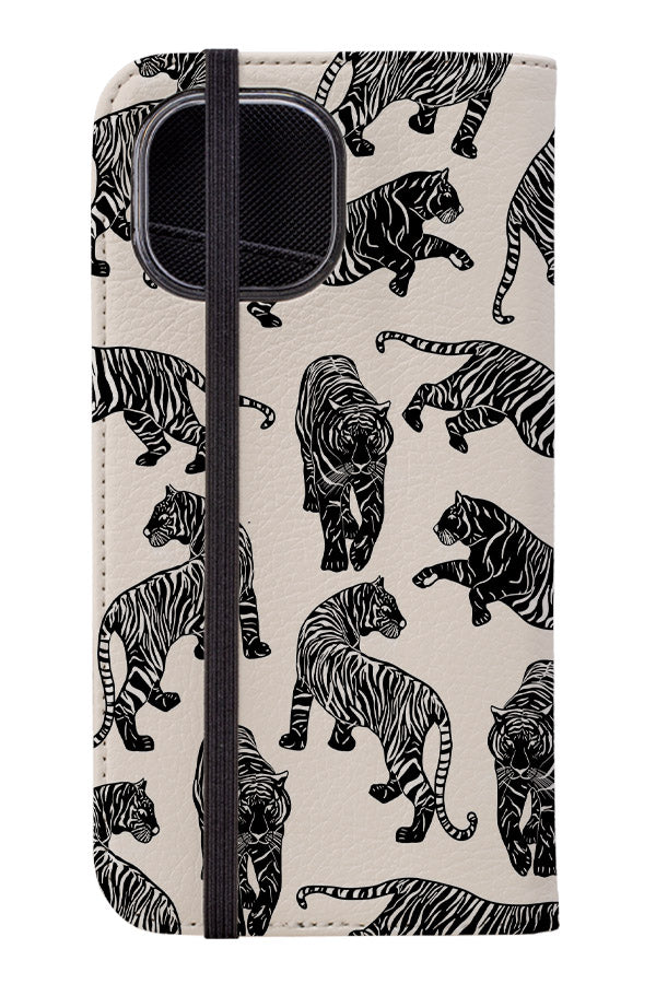 Tigers Pattern Wallet Phone Case (Monochrome) | Harper & Blake