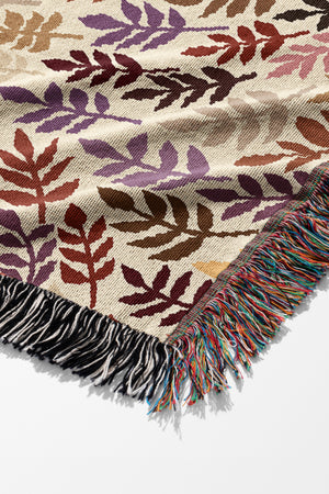 Leaf Swirl by Rachel Parker Jacquard Woven Blanket (Beige) | Harper & Blake