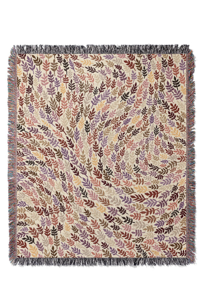 Leaf Swirl by Rachel Parker Jacquard Woven Blanket (Beige) | Harper & Blake