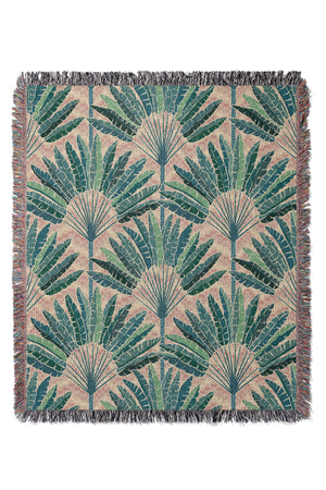 Mod Traveller Palms by Misentangledvision Jacquard Woven Blanket (Pink) | Harper & Blake