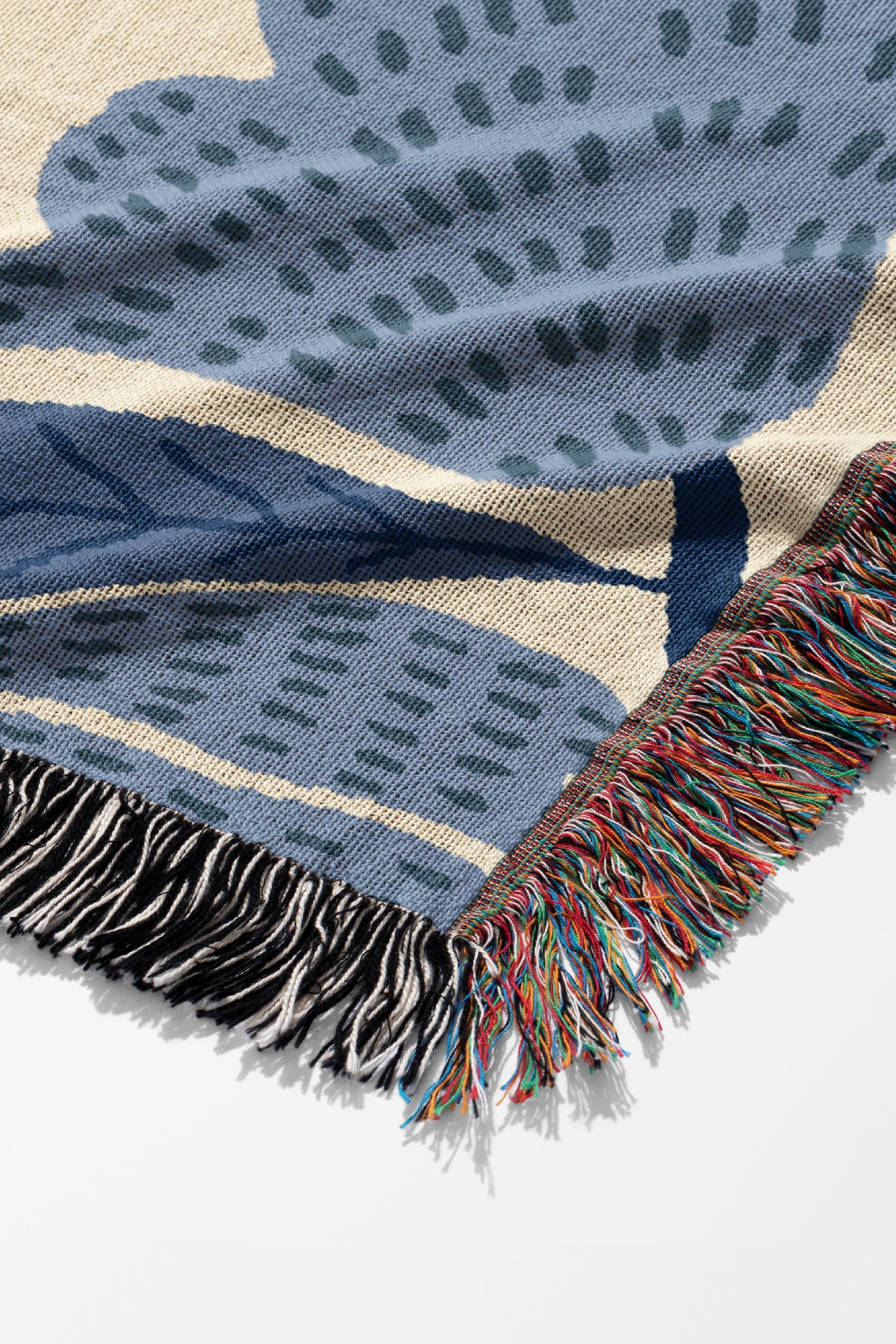 Florals Jacquard Woven Blanket (Blue) | Harper & Blake
