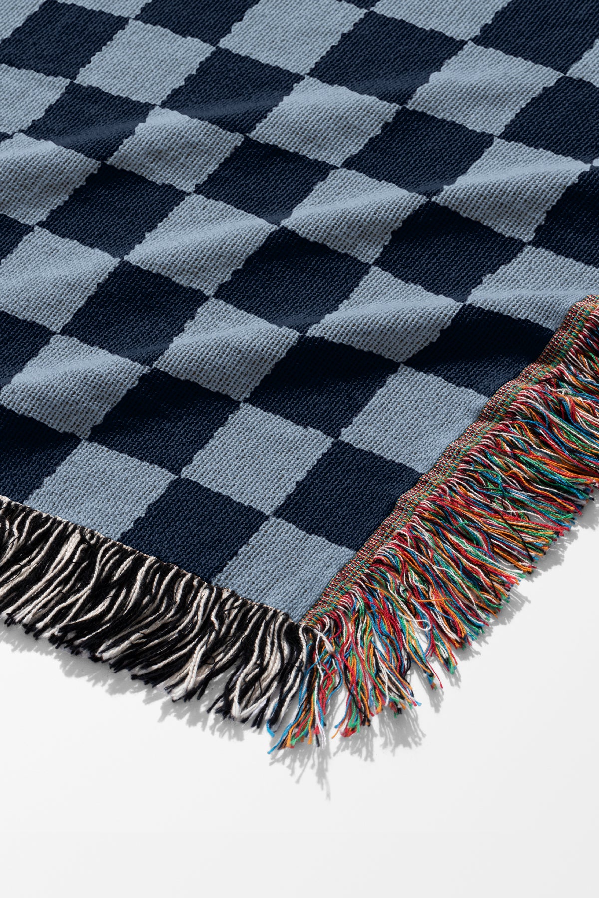 Checkered Jacquard Woven Blanket (Tonal Blue) | Harper & Blake