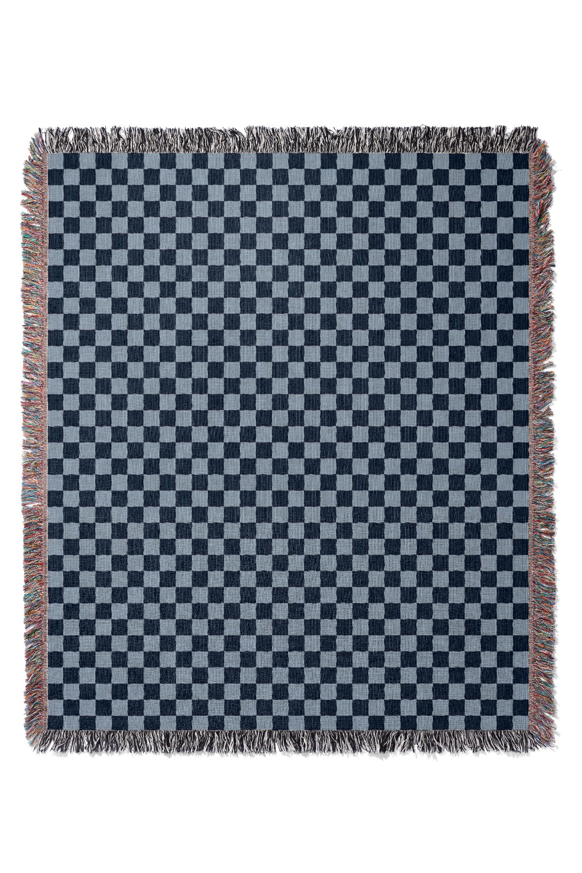 Checkered Jacquard Woven Blanket (Tonal Blue) | Harper & Blake