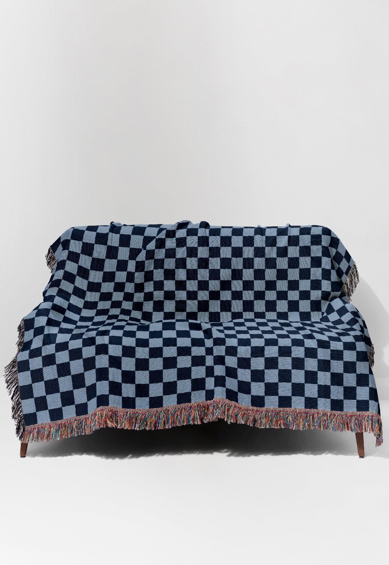 Checkered Jacquard Woven Blanket (Tonal Blue) | Harper & Blake
