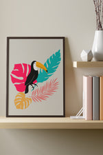 Jungle Toucan Bird Giclée Art Print Poster (Grey)