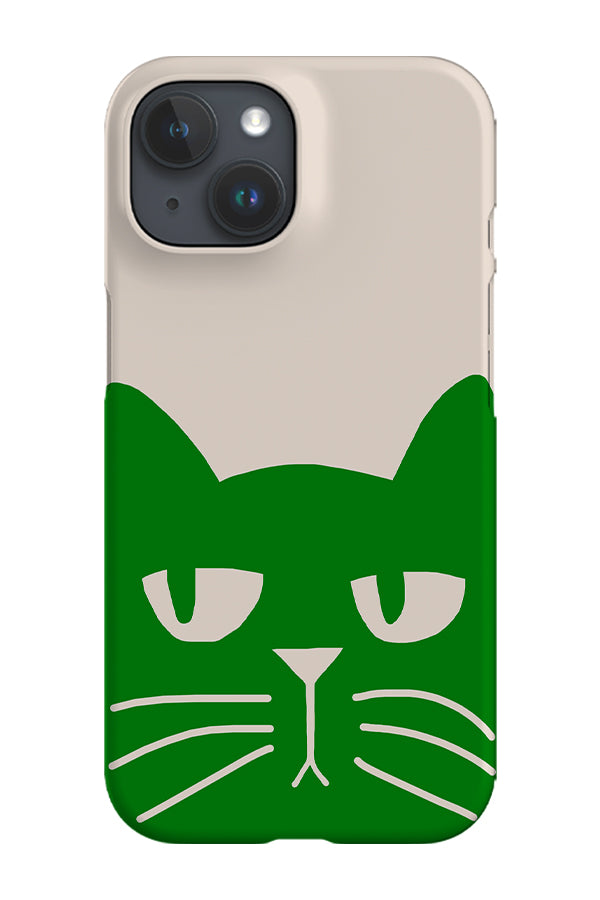 Two Tone Bold Cat Phone Case (Beige Green)