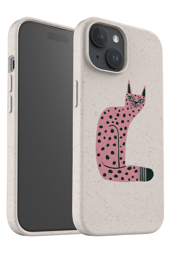 Bold Graphic Cat Eco Bamboo Phone Case (Pink) | Harper & Blake
