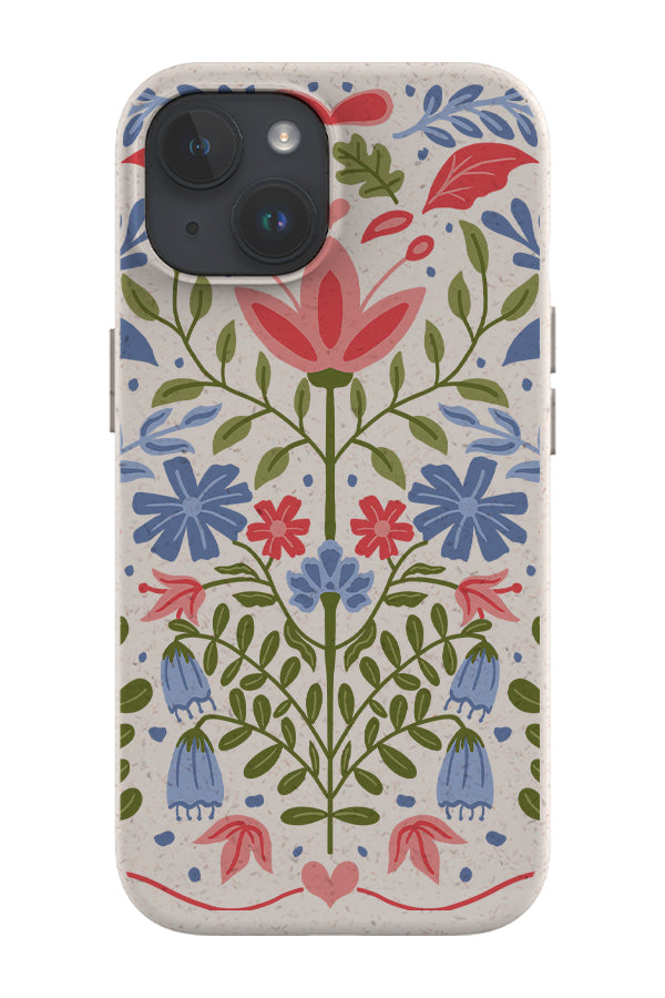 Scandinavian Folk Flowers Eco Bamboo Phone Case (Multicolour) | Harper & Blake