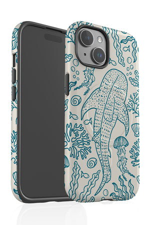Whale Shark Coral Reef MagSafe Phone Case (Beige Blue) | Harper & Blake