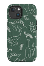 Dinosaur Line Art MagSafe Phone Case (Khaki)