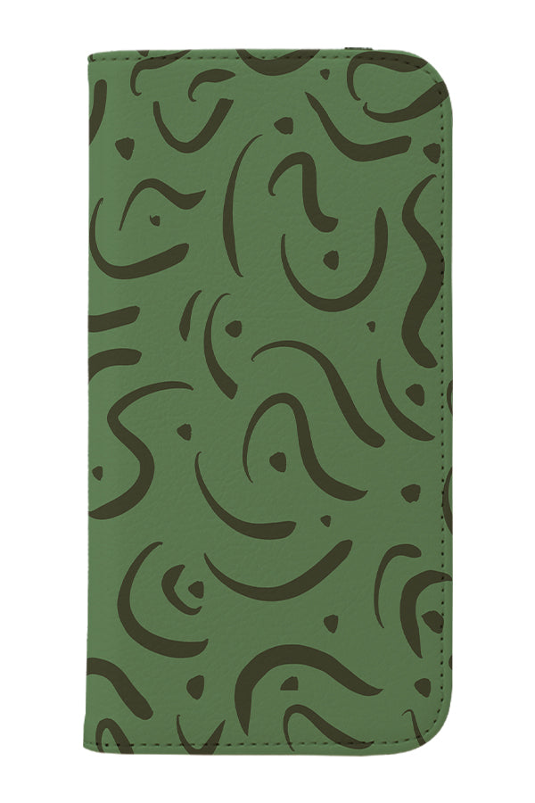Abstract Doodle Wallet Phone Case (Green) | Harper & Blake