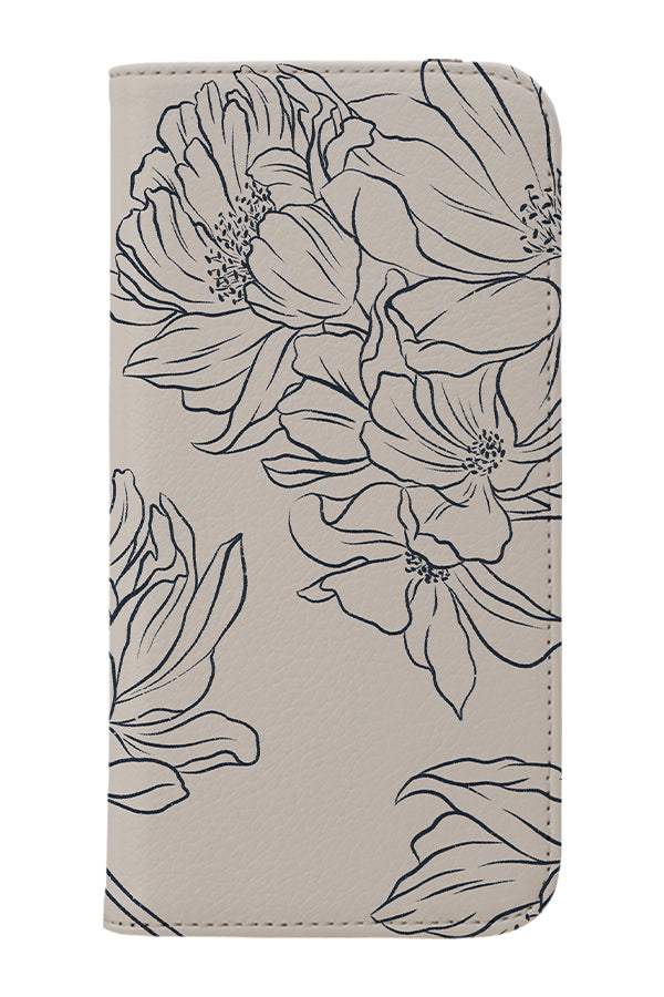 Classic Botanical Peonies Wallet Case (Off White) | Harper & Blake
