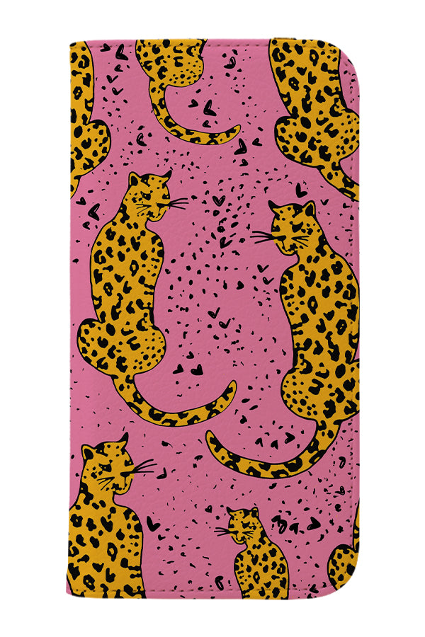 Leopard Hearts Wallet Phone Case (Pink)
