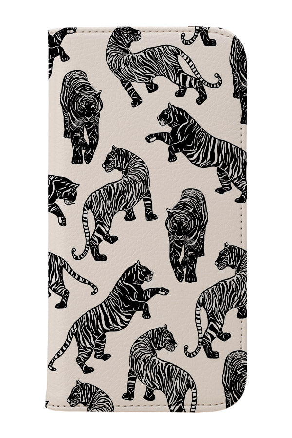 Tigers Pattern Wallet Phone Case (Monochrome) | Harper & Blake