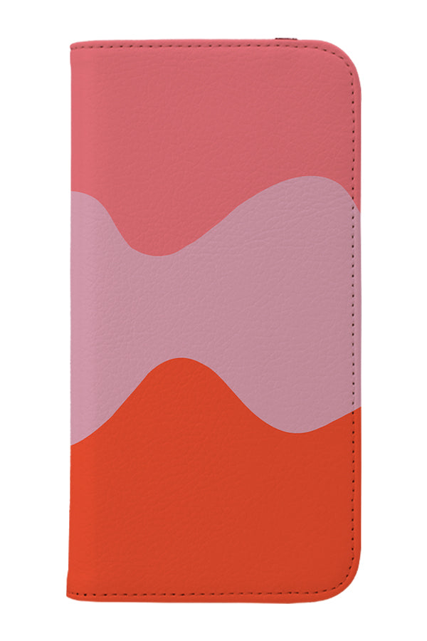 Wavy Stripes Wallet Phone Case (Pink)