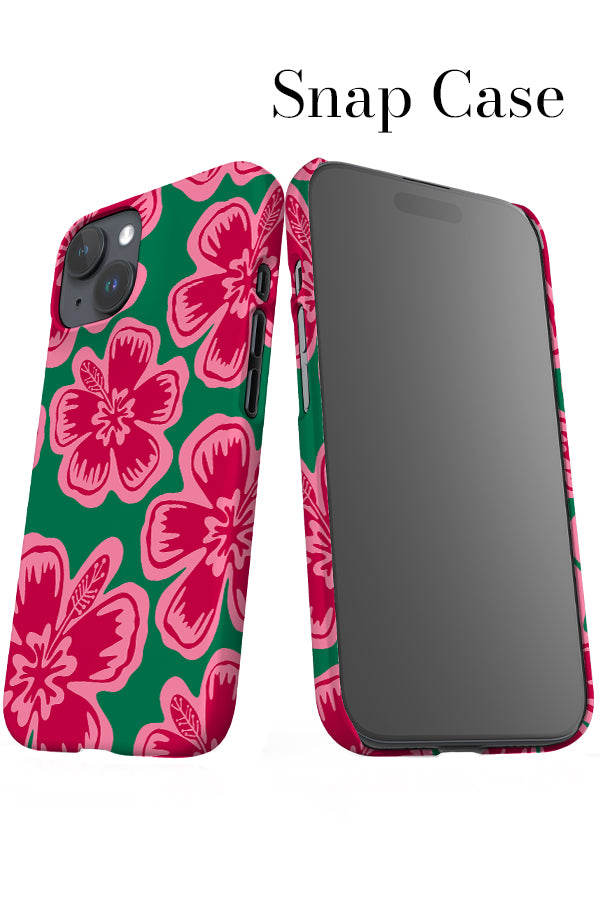 Hibiscus Flower iPhone Phone Case (Green Pink)