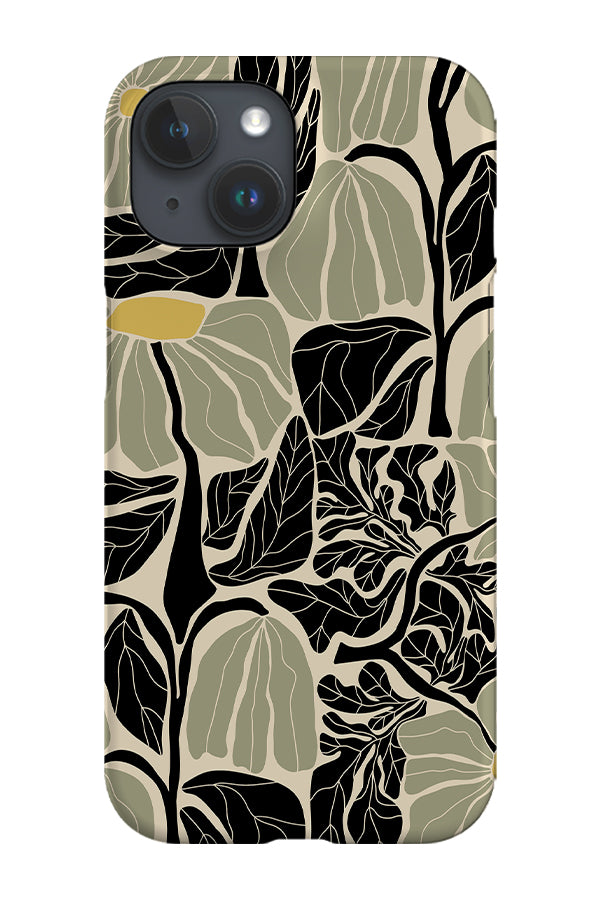 Abstract Flower Pattern Phone Case (Sage Green)
