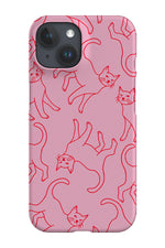 Cats Line Art Phone Case (Pink)