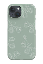 Floral Blooms Line Art Phone Case (Mint Green)