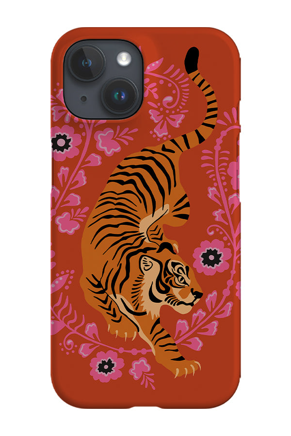 Floral Tiger Phone Case (Rust Orange Pink)