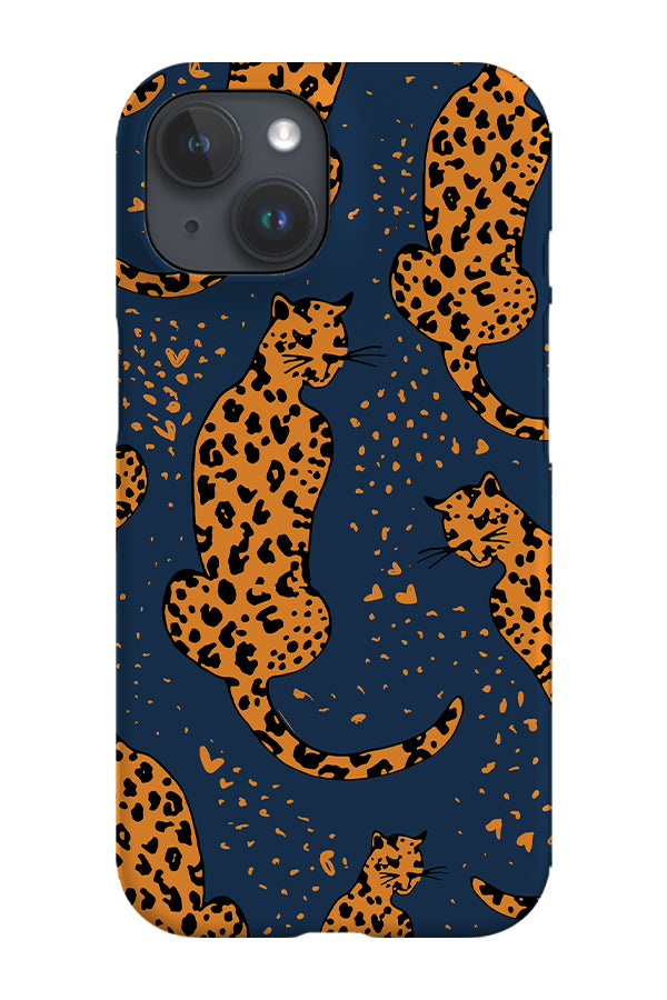 Leopard Hearts Phone Case (Navy)