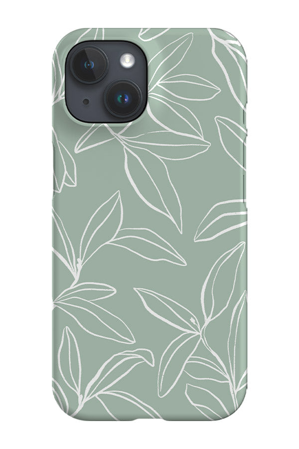 Line Art Willow Leaves Phone Case (Mint Green)