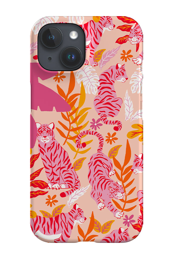 Tiger Busy Jungle Phone Case (Pink)