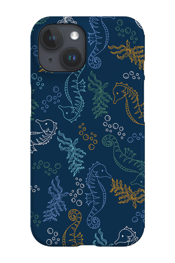 Seahorse Scatter Phone Case (Navy Multicolour) | Harper & Blake