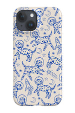 Space Dogs Line Art Phone Case (Beige Blue)