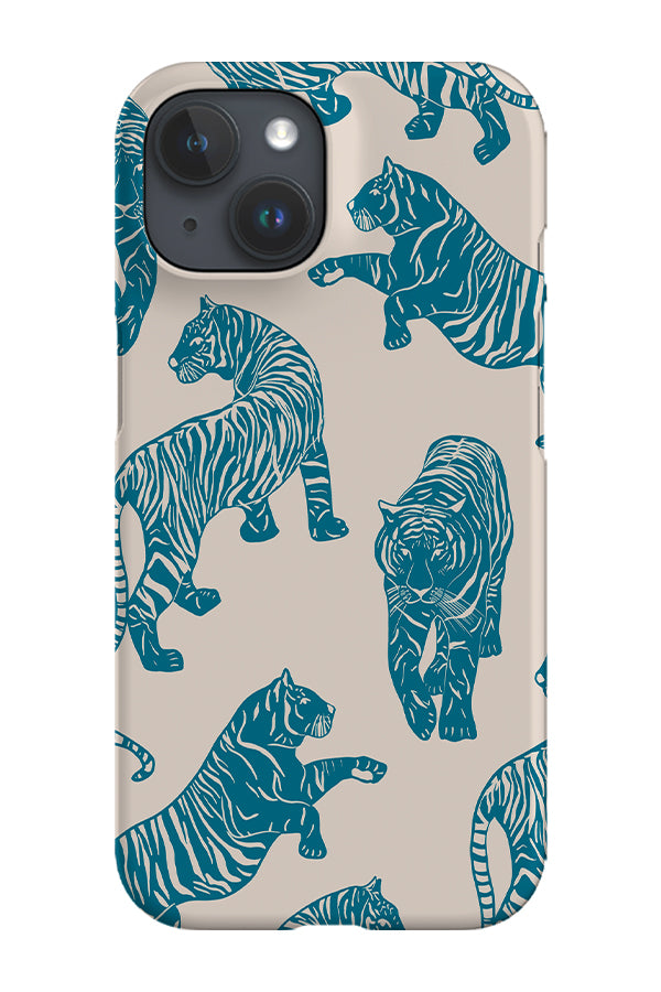Tigers Pattern Phone Case (Beige Blue)
