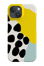 Wavy Shapes & Big Dots Phone Case (Yellow)