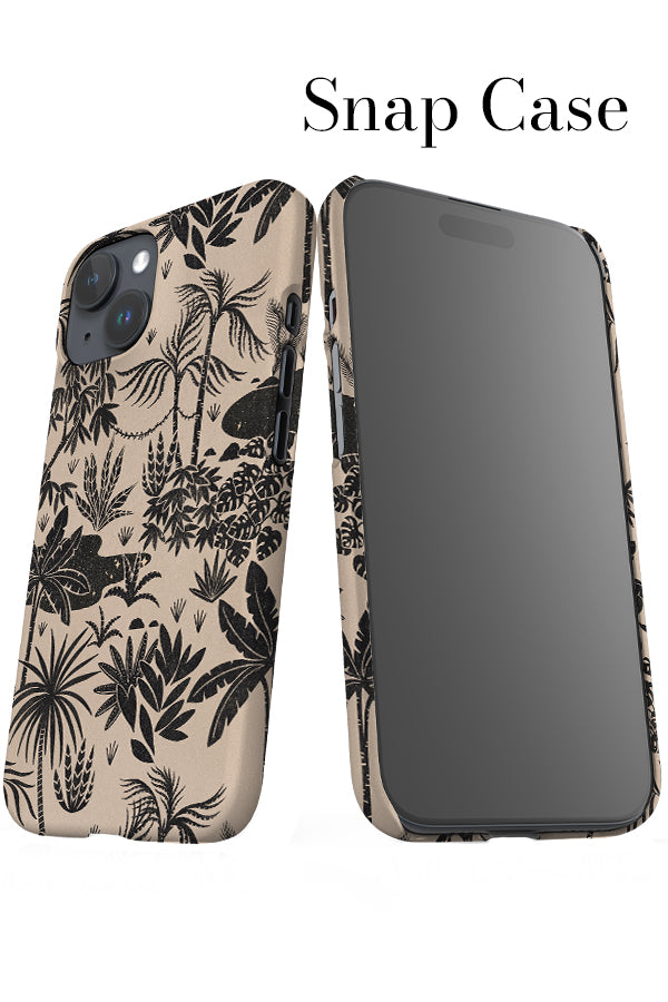 Jungle Pattern iPhone Phone Case (Beige Black)