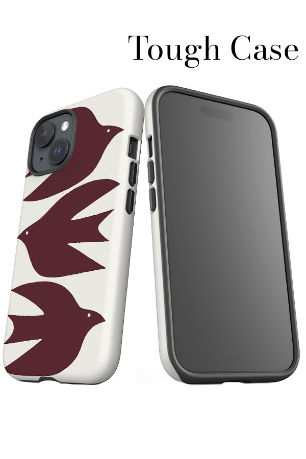 Abstract Bird iPhone Phone Case (Ivory Oxblood)