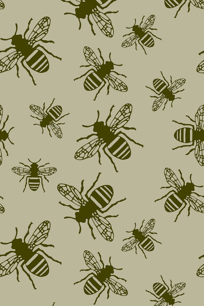 Bee Print Wallpaper (Moss Green) | Harper & Living