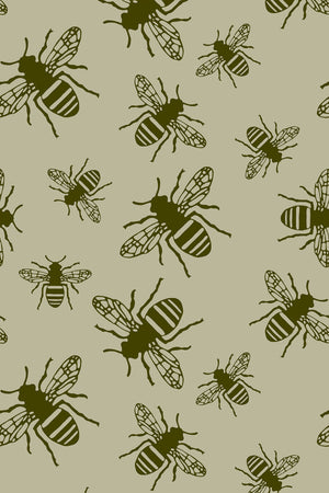 Bee Print Wallpaper (Moss Green) | Harper & Living
