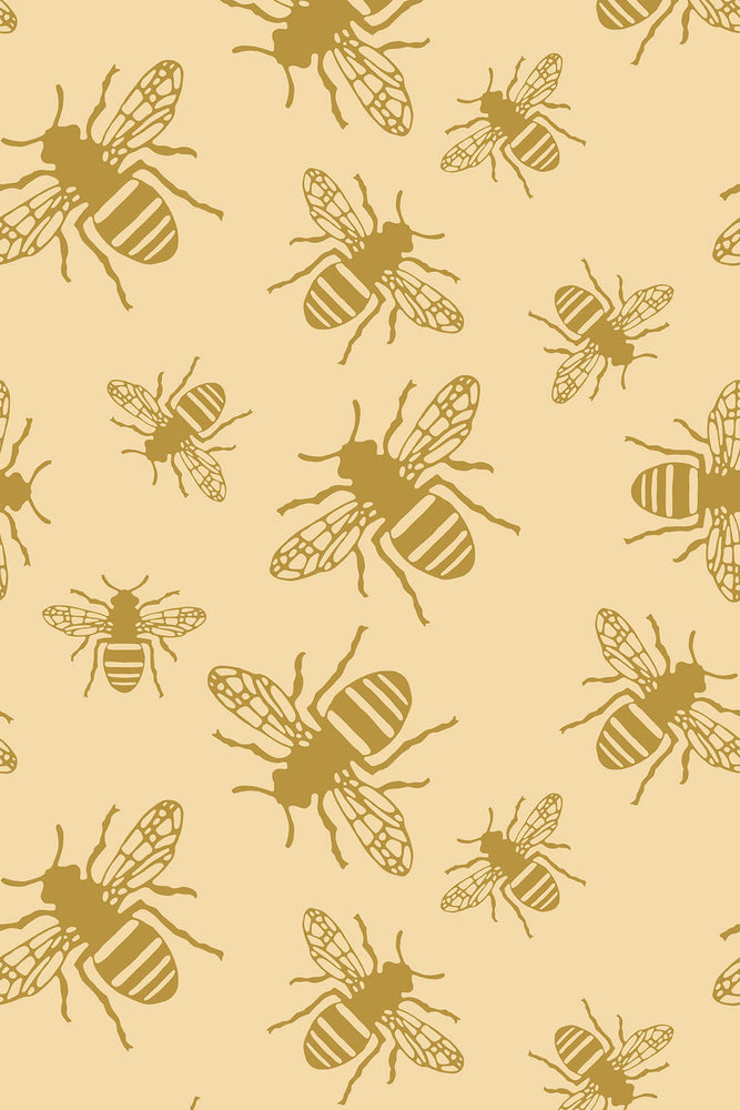 Bee Print Wallpaper (Pastel Yellow) | Harper & Living