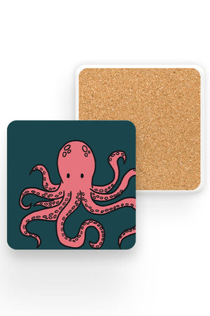 Line Art Octopus Drinks Coaster (Teal) | Harper & Blake