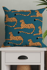 Cheetah Print Square Cushion (Denim Blue)