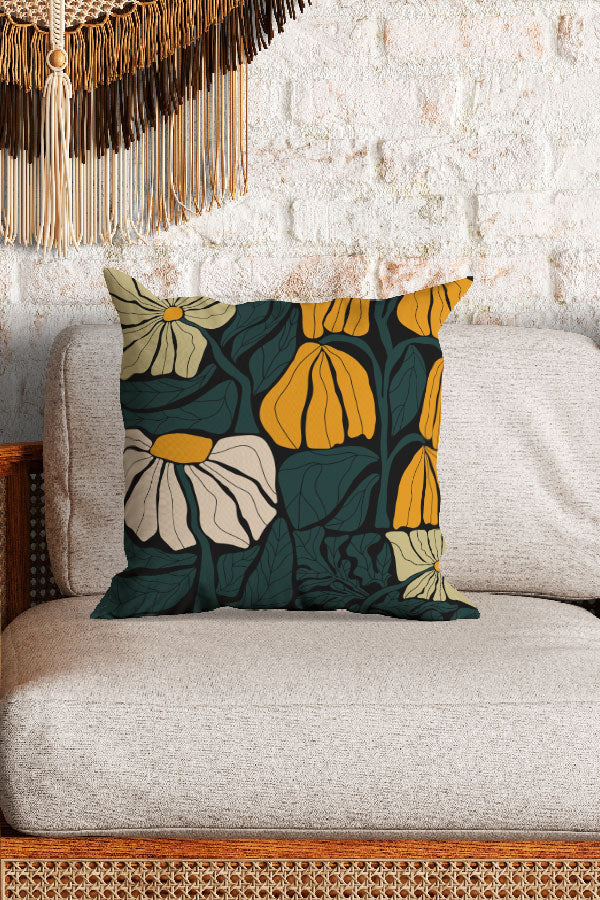 Abstract Flower Square Cushion (Dark)