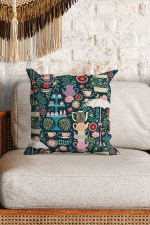 Garden Party by Misentangledvision Square Cushion (Green) | Harper & Blake